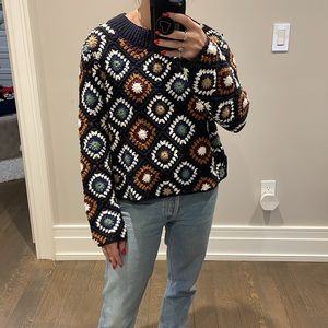 Zara knit crochet sweater